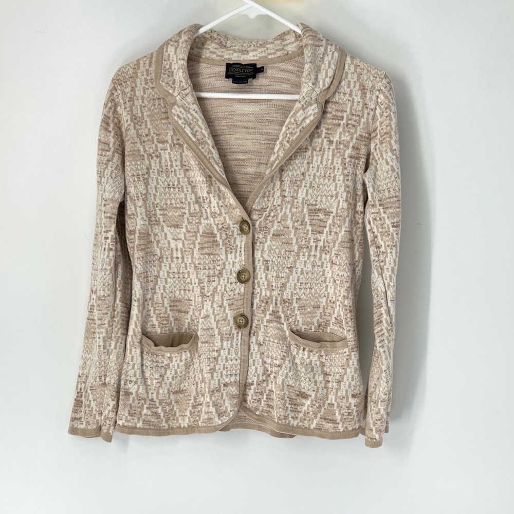 Pendleton Beige Patterned Cardigan - image 1